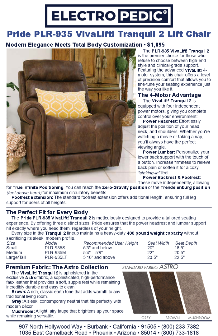 You can now easily rent a Pride PLR-935 VivaLift! Tranquil 2 lift chair in Phoenix, Arizona